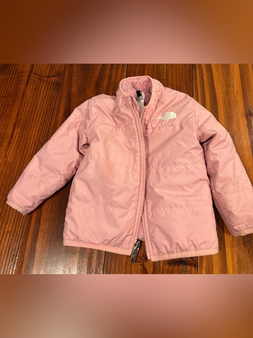 The North Face pink plush coat